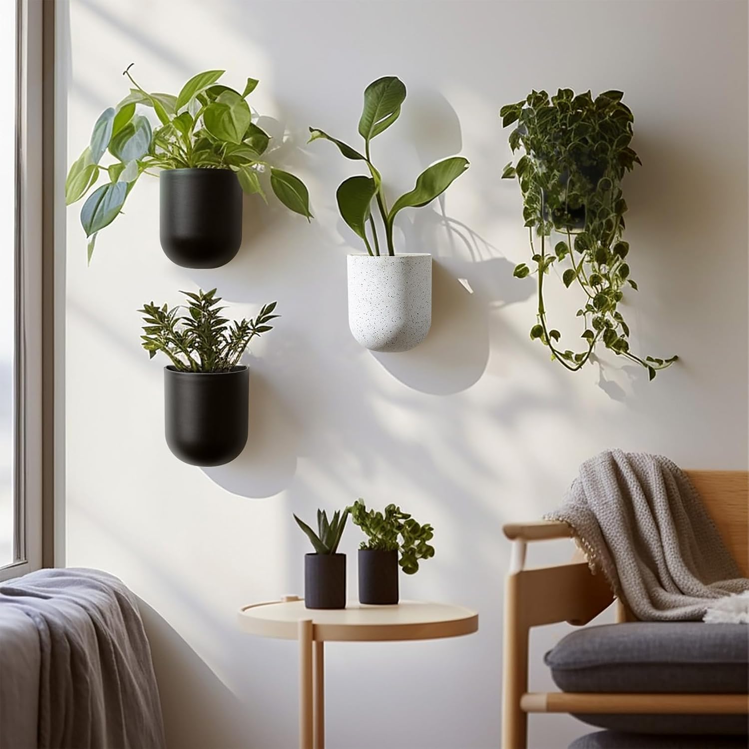 La Jolie Maison Wall Hanging Planters for Indoor Plants, Hanging Flower Pots for Air Plants Succulent, Set of 2, 6 Inch