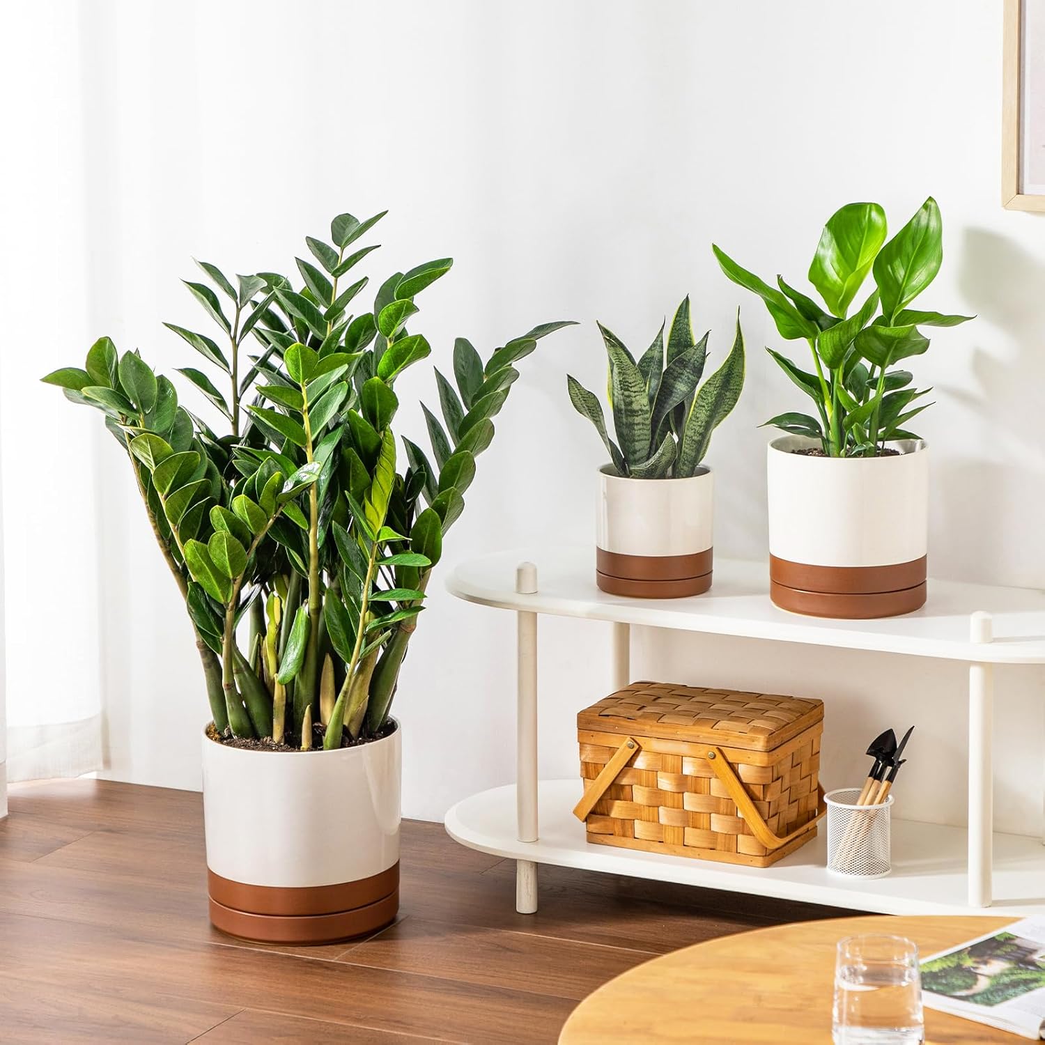 vancasso Ceramic Pots for Plants, Plant Pots for Indoor Plants, 6.25+8.25+10.25 Inch Ceramic Planters, Flower Pots with Drainage Holes, Planters Pot for Indoor House Plant, Set of 3, Khaki