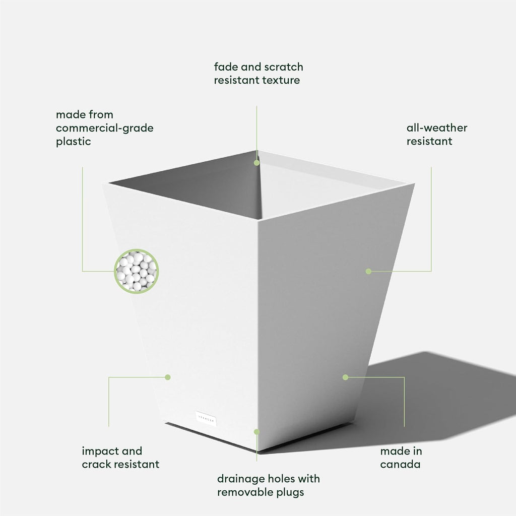 Veradek Pure Series Nobleton Plastic Planter - Large Pots for Indoor or Outdoor Porch/Patio | Durable All-Weather Use with Drainage Holes | Modern Planter Décor for Flowers, Shrubs, Trees