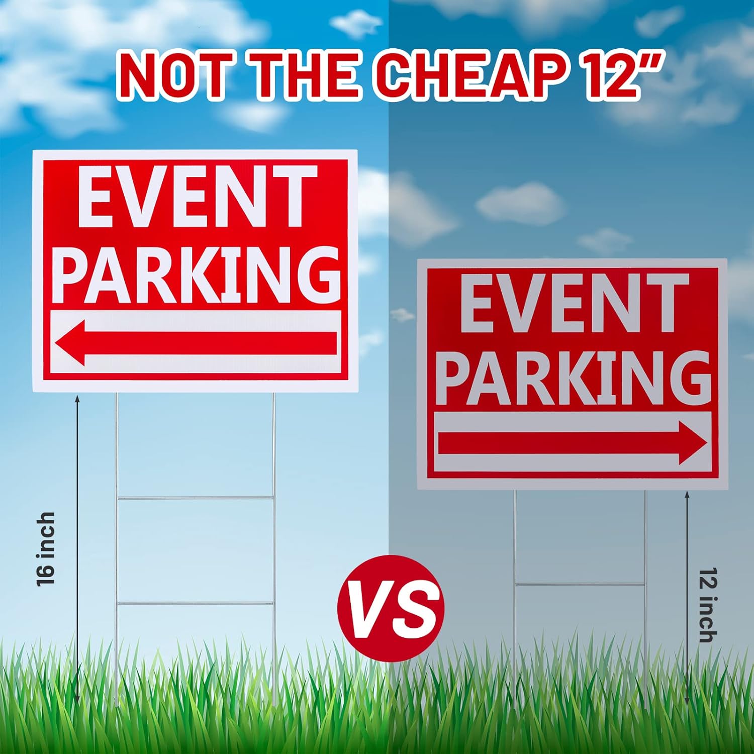 Juexica 9 Pieces 16 x 12 Inches Outdoor Event Parking Signs with Arrow Corrugated Plastic Yard Double Sided Event Signs Outdoor Directional Guest Parking(Red)