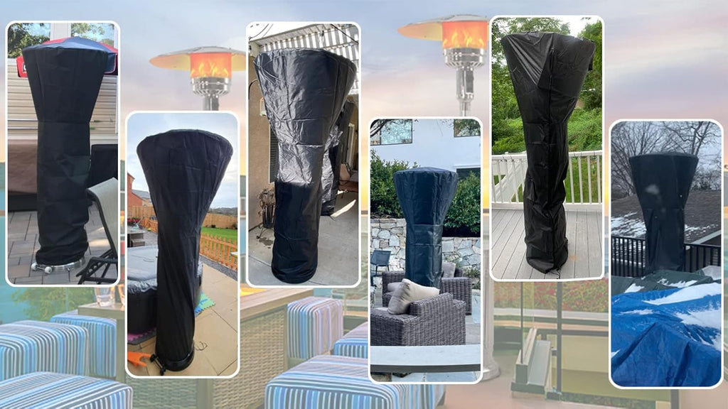 Siruiton Patio Heater Covers with Zipper & Air Vent, Waterproof, Dustproof, Wind & Snow-Resistant, 420D UV-Resistant, Black, 2 Pack (89" Height x 33" Dome x 19" Base)