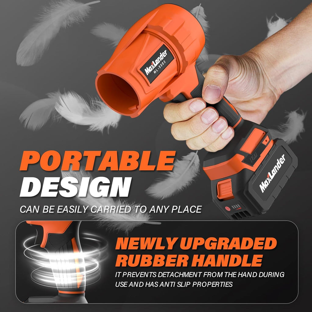 Leaf Blower Cordless, 21V Electric Handheld Leaf Blower with 2x3.0Ah Battery and Charger, Adjustable Speed for Lawn Care, Patio Cleaning, Blowing Leaves and Dust