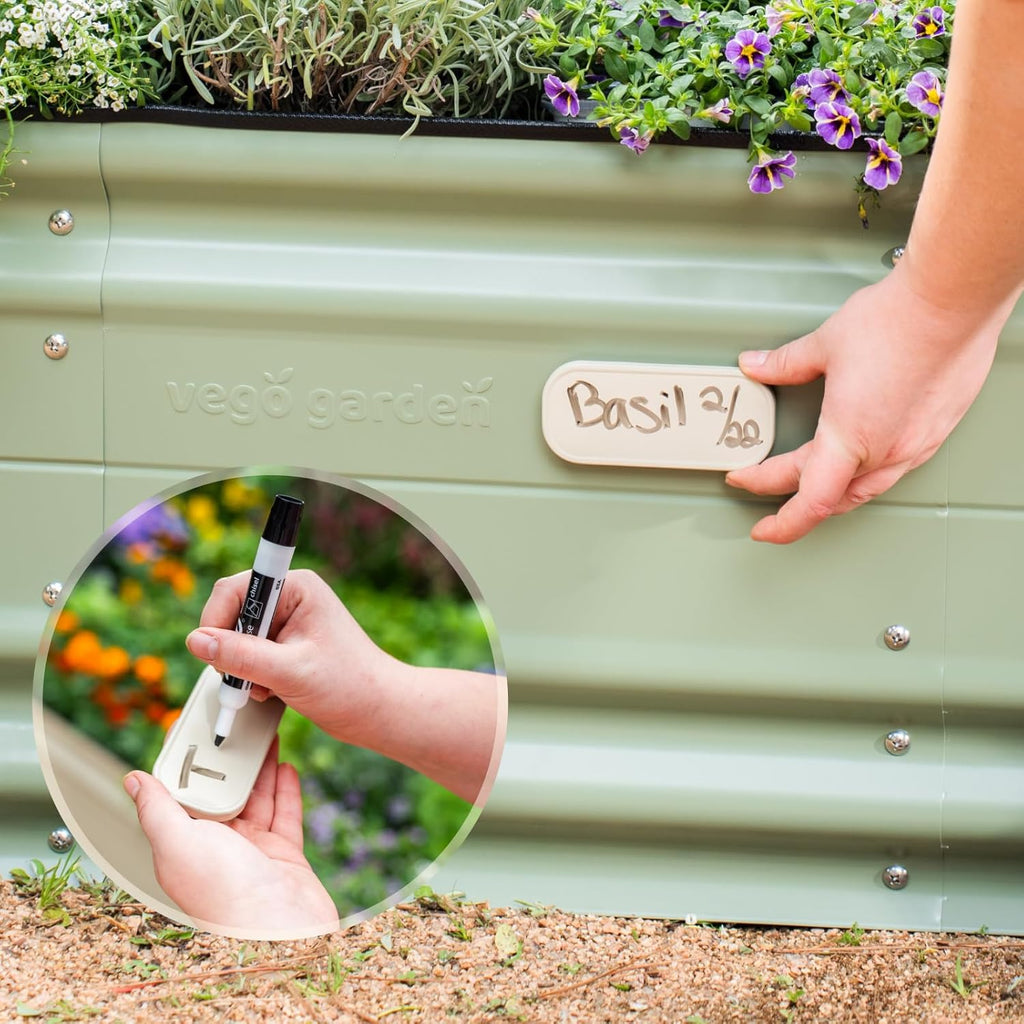 Vego garden 17" Tall 10 in 1 Novel Modular Raised Garden Bed Kit, Metal Planter Box for Vegetables Flowers Herbs, Included 2 in 1 Wrench & Magnetic Plant Tags, Sunlit Oak