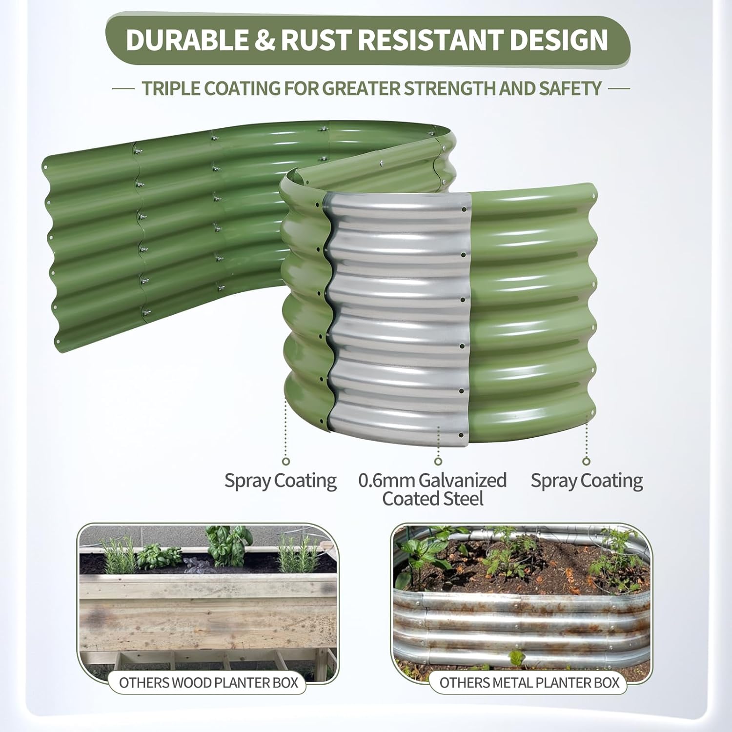 Galvanized Raised Garden Bed Outdoor- 2 Pcs Raised Beds for Gardening| Metal Planter Box, Steel Raised Garden Bed Kit with Gloves for Vegetables, Flower, Herbs (4x2x1.4FT, Green)