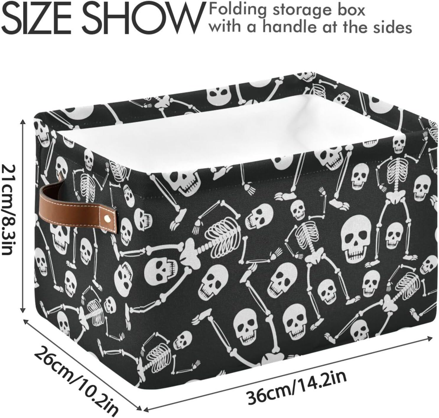 Skull Rectangular Storage Basket Organizer Bin Shelf Baskets For Clothes Gifts For Home Office Dorm