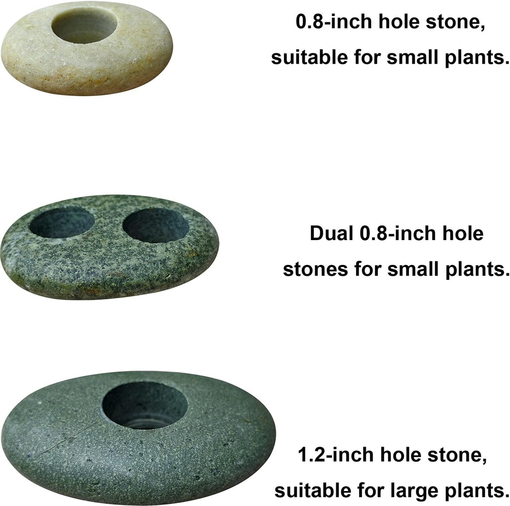 Natural River Stone Plant Weights for Aquarium, Handmade Pebble Anchors for Aquatic Plants, Fish Tank Decorations, Unique Shape & Size, Landscape Plant Weights (Small 0.8″ Hole 6pcs)