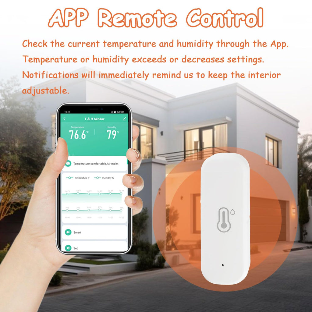 WiFi Hygrometer Thermometer Sensor, Indoor Outdoor Wireless Temperature Humidity Sensor, with Remote Monitor and Alert Compatible with Alexa(1 Pack)
