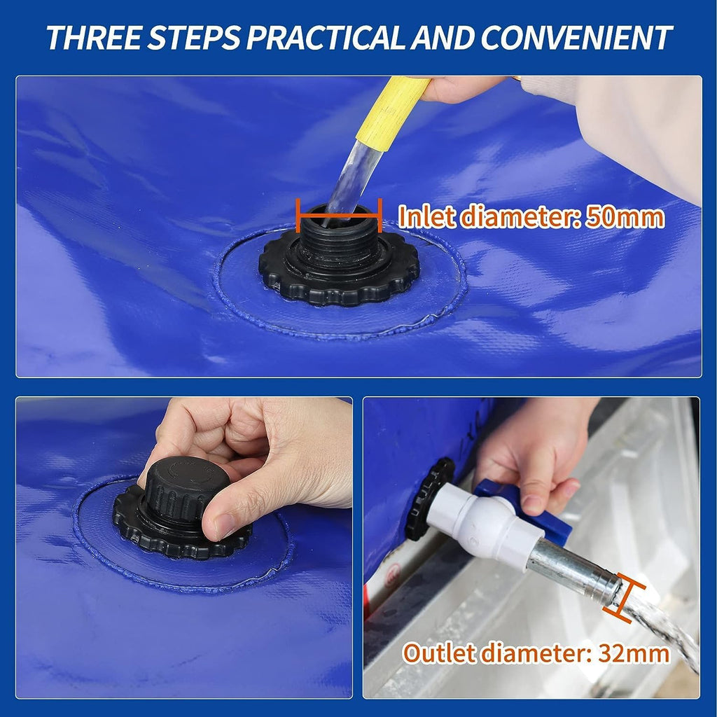 MXQMKL 4000 L/1000 gal Water Bladder Storage Containers, Foldable Portable Water Tank Large Capacity Soft Water Bag, Drought Resistance, Fire Prevention, Emergency Water