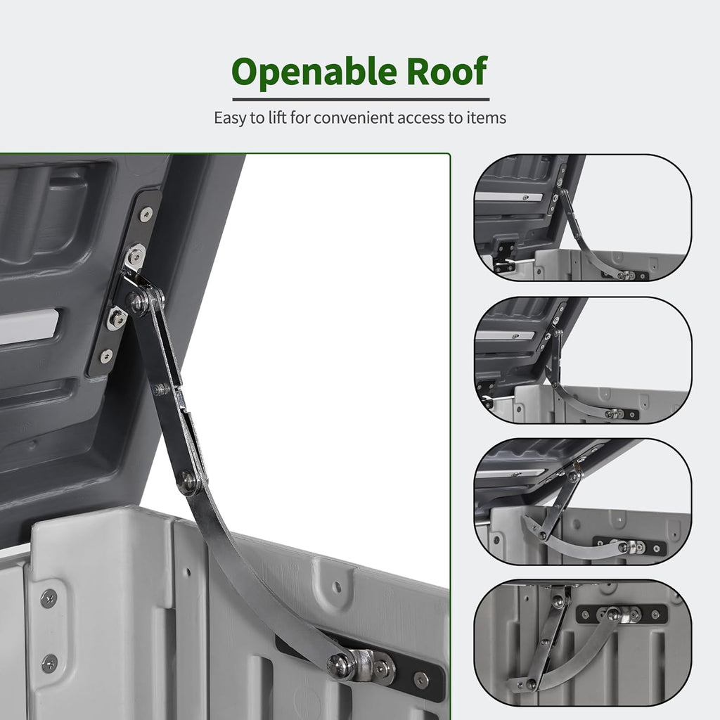 Macrout 25 Cu.Ft Small Plastic Outdoor Storage Cabinet with Floor, 4.3 x 2.5 ft Waterproof Resin Outdoor Storage Shed, Lockable Horizontal Shed for Garden and Patio