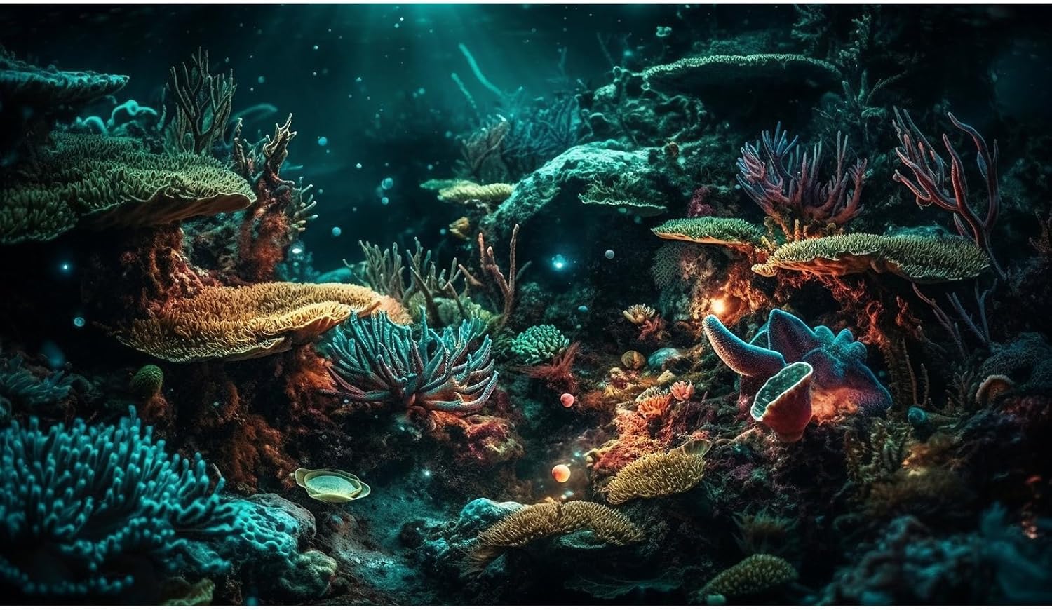 Aquarium Background Colorful Picturesque Coral Reef Terrarium Background Tropical Sea Various Hard Corals Underwater Landscape Fish Tank Backdrop Aquarium Poster Background Vinyl 72x24in