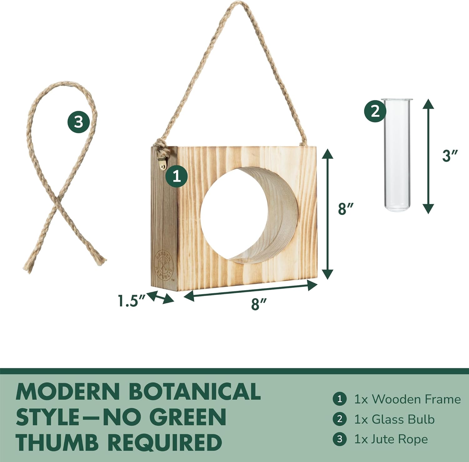 · GARDEN REPUBLIC · Propagation Stations Set of 2 - Propagation Vases for Plants - Hanging Wooden Wall Planter and Glass Test Tubes - Indoor Plant Holder, Hydroponic Decor