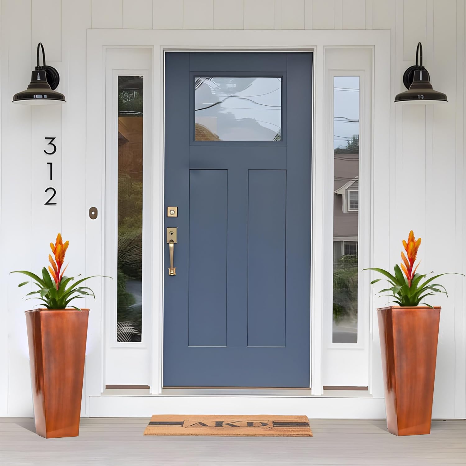 28in Tall Metal Copper Square Planter Galvanized Steel Metal Planters for Indoor/Patio Deck Garden Entrance Planter