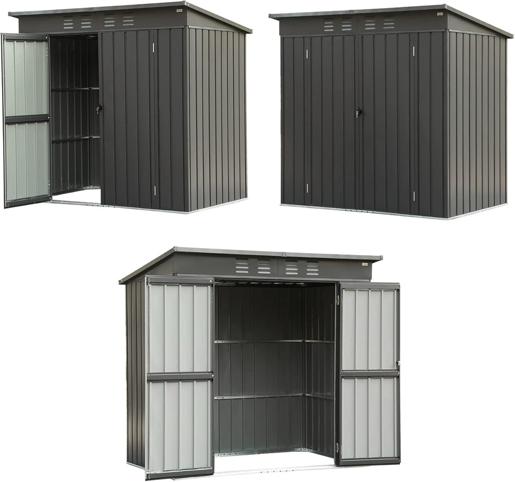 Domi Outdoor Storage Shed 6' x 4', Metal Waterproof Tool Shed Utility Storage House with Double Lockable Doors & Air Vent for Backyard Garden Lawn Patio