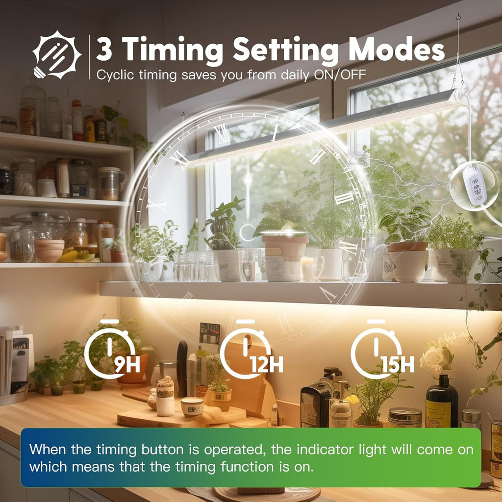 FREELICHT 4 Pack 4ft LED Grow Light with Timer, 60W (350W Equivalent), Sunlike Full Spectrum Integrated Plant Light for Hydroponic Indoor Plant Seedling Veg and Flower, Plug in with 3 Timing Modes