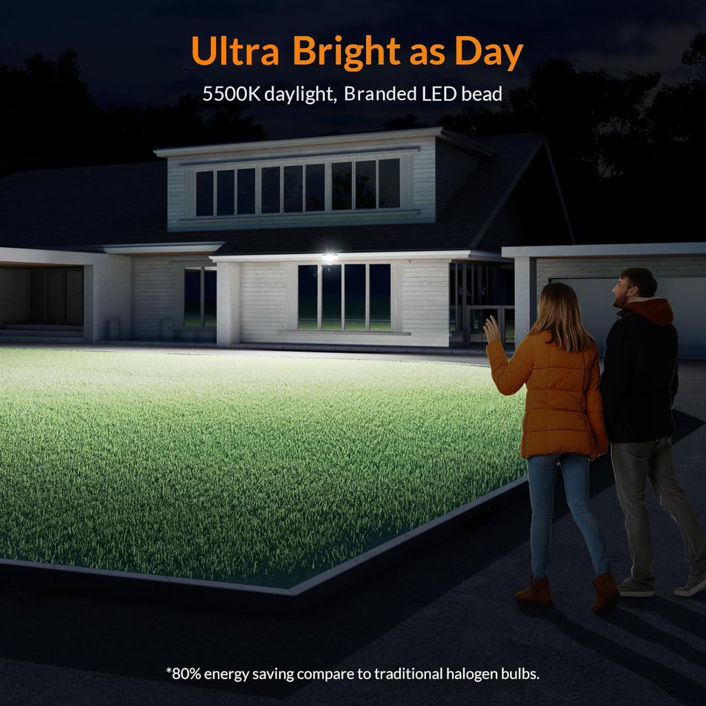 LEPOWER LED Security Lights Motion Sensor Light Outdoor, 38W 4200LM Light, 5500K, IP65 Waterproof, 3 Head Detected Flood Light for Garage, Yard, Porch (White)