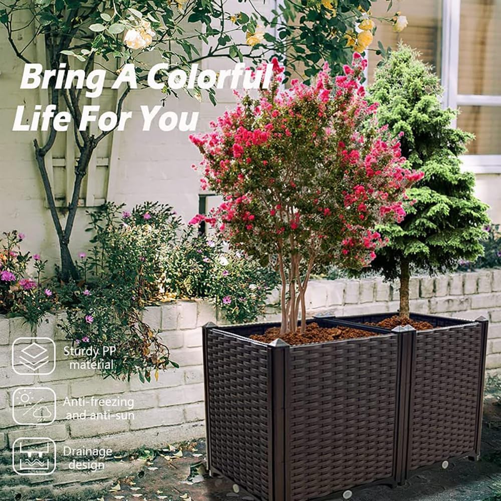 Raised Garden Bed Large Planters for Outdoor Plants Elevated Rectangular Garden Box Kits for Gardening, Vegetables, Flowers and Herbs in Backyard Patio Balcony