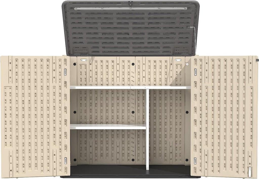 Storage Shed Shelf, Weatherproof Metal Shelf for 30 cuft Tool Cabinet, Ideal for Outdoor Use, with Screw and Nuts Easy Assembly, 45.6''L×13.2''W×30.1H, White