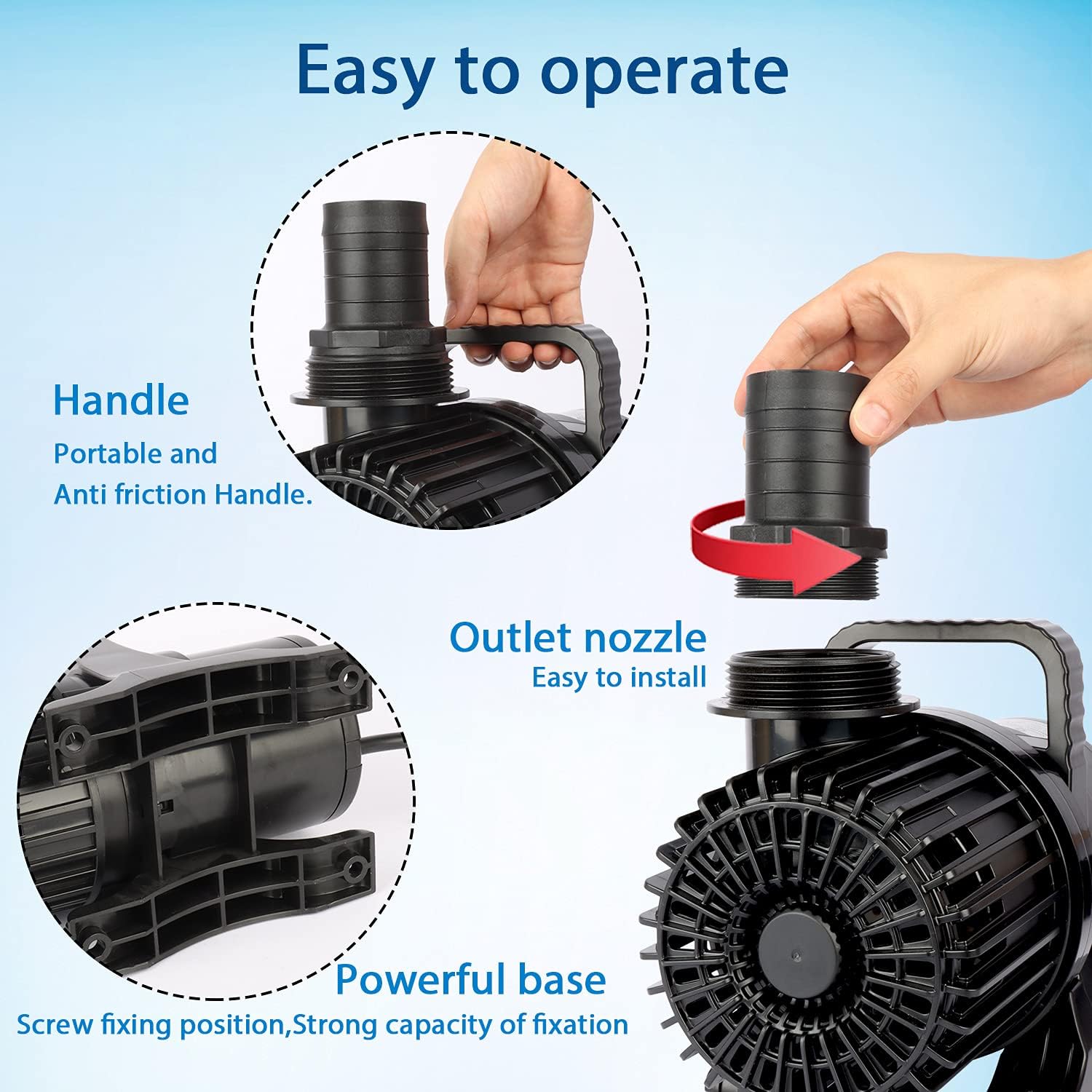 WaterRebirth (8600GPH 520W, UL listed) High Flow Submersible Water Fountain Aquarium Sump Pond Electric Waterfall Pump PS-8600