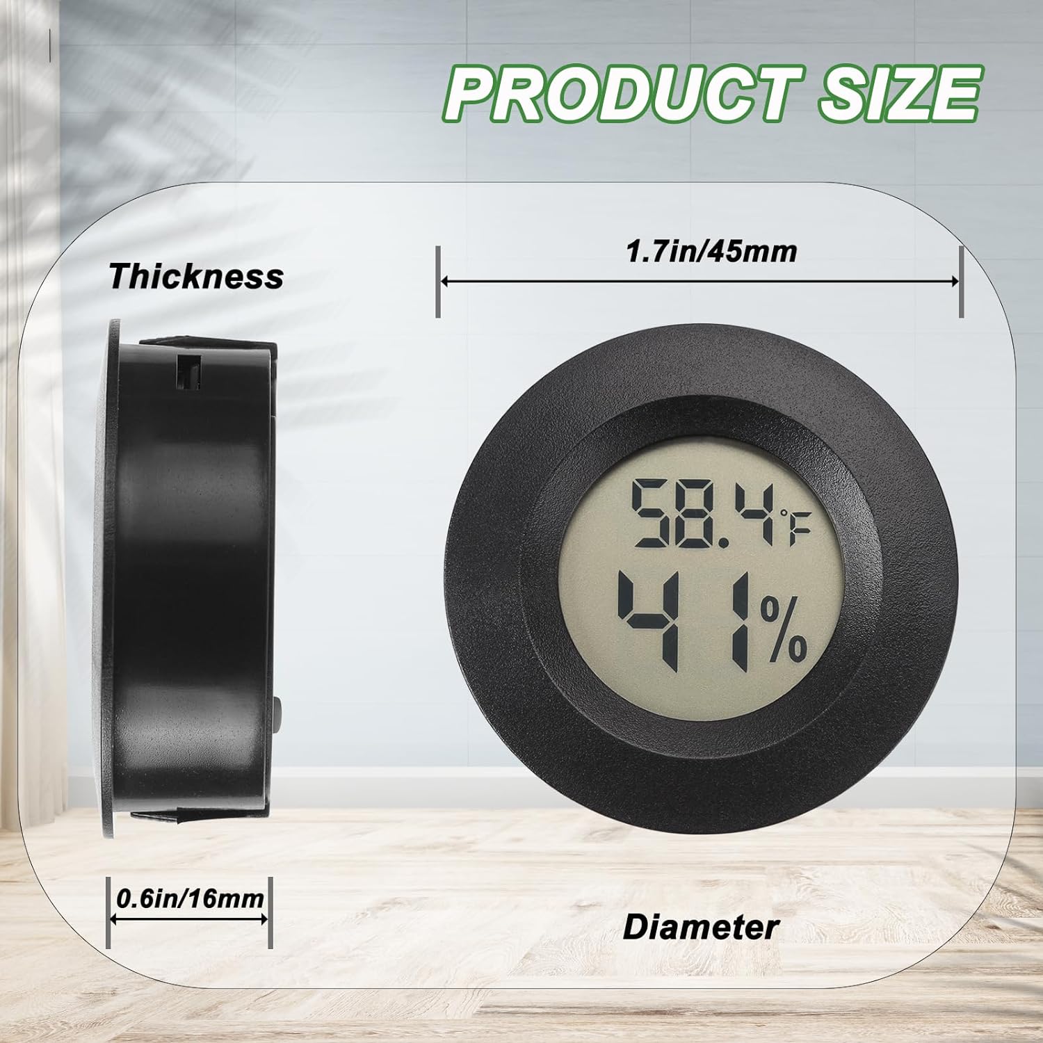 Mini Hygrometer Digital Thermometer Humidity Meter Hygrometer Thermometers Indoor/Outdoor Humidity Monitor Reptile Thermometer for Humidors Greenhouse Garden Cellar Fahrenheit(℉)/ Celsius(℃) 4 Pack