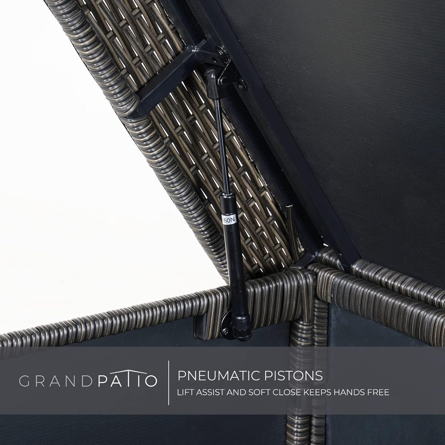 Grand patio 170 Gallon Storage Box, Dark Brown PE Wicker, Minimalist Style, Water Resistant, Flip Top, Smooth Wheels, for Patio Furniture Cushions, Garden Tools, Pool Accessories