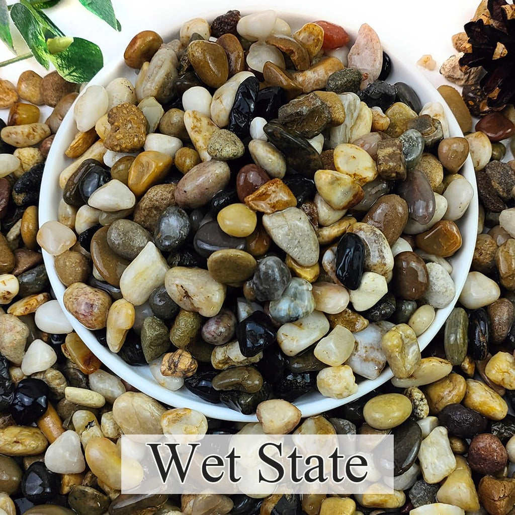 2lbs Natural River Rocks for Plants, 3/8" Aquarium Gravel Decorative Polished Mixed Pebbles for Fish Tank, Gardening, Flower Pots, Vase Fillers, Indoor Water Fountains, Landscaping