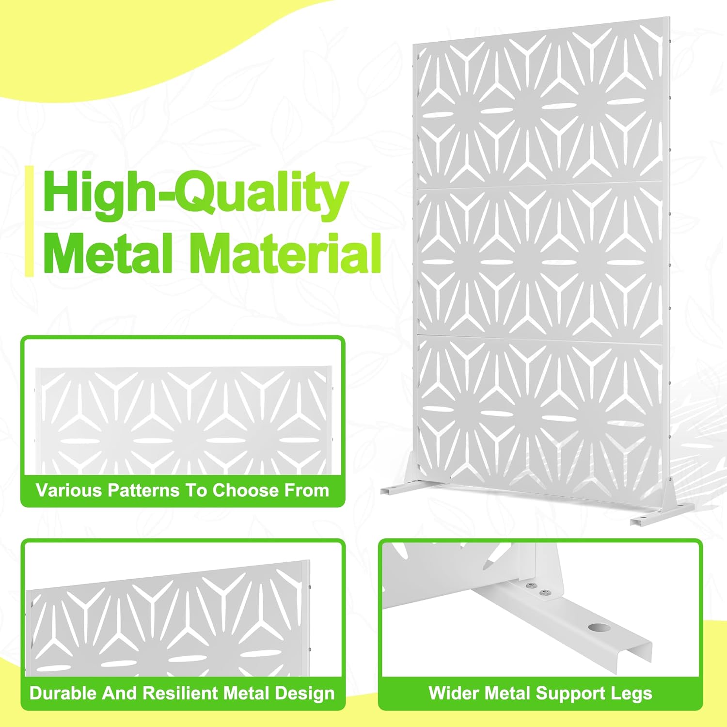 Outdoor Privacy Screen,72" H×47" W Metal Privacy Screen, Freestanding Privacy Fence Panels for Patio