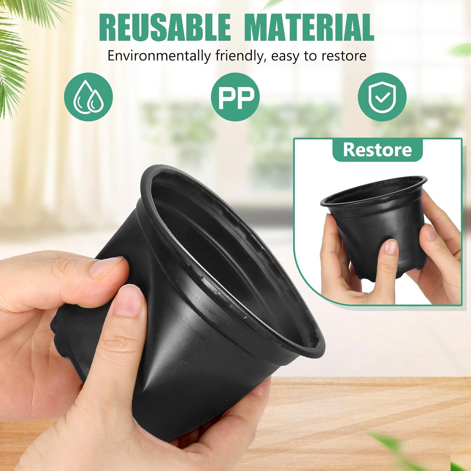 120 Pack 4 Inch Nursery Pots for Plants, Plastic Seeds Starter Pots with Drainage Holes, Small Plastic Plant Pots for Succulents Seedling Cutting Transplanting