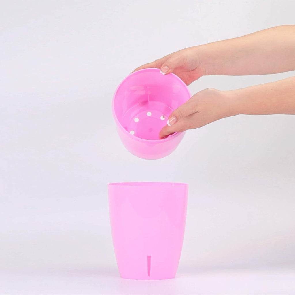 Santino 4.9 Inch ORCHIDEA Self Watering Pots for Orchids in Lavender - Decorative Wicking Planter with w/Great Aerification, Drainage and Water Level Indicator