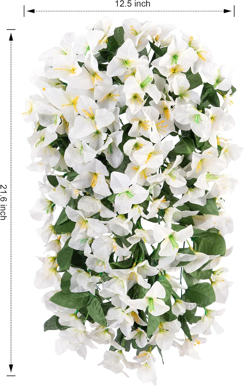 Bougainvillea Artificial Hanging Flowers Plants for Outdoors Decoration, 2pcs Fake Flowers Silk Bougainvillea Vines Realistic UV Resistant Faux Flowers for Outdoor Planters Patio Urn, White