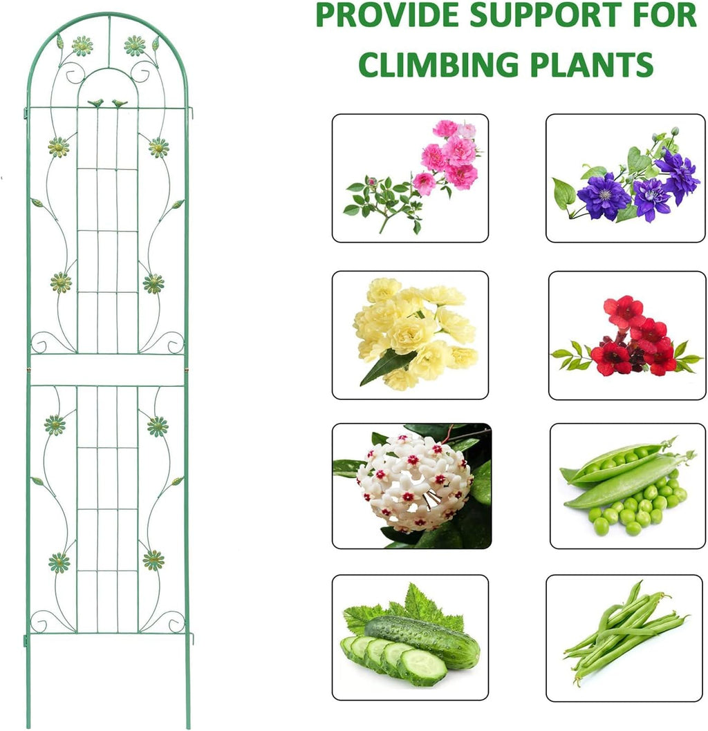 4 Pack Metal Garden Trellis 86.7" H Garden Fence Rustproof Trellis for Climbing Plants Support Roses Flower Outdoor Lawn Green-Blue Tall Trellis
