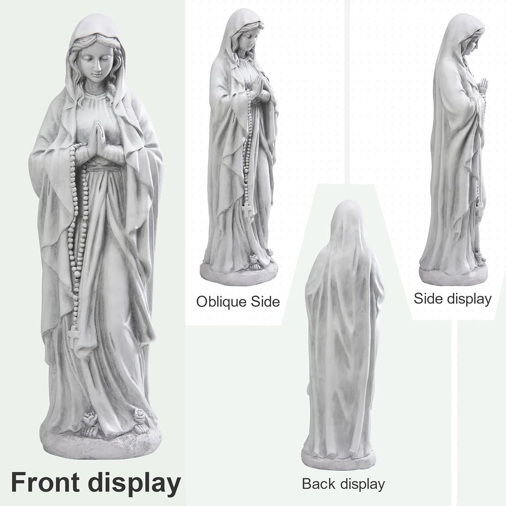 TOETOL Virgin Mary Praying Statue 29.9 Inch Tall Outdoor Garden Religious Decorations Statue Clearance for Home Yard Patio Lawn Hallway Decor Sculpture Magnesium Oxide Stone