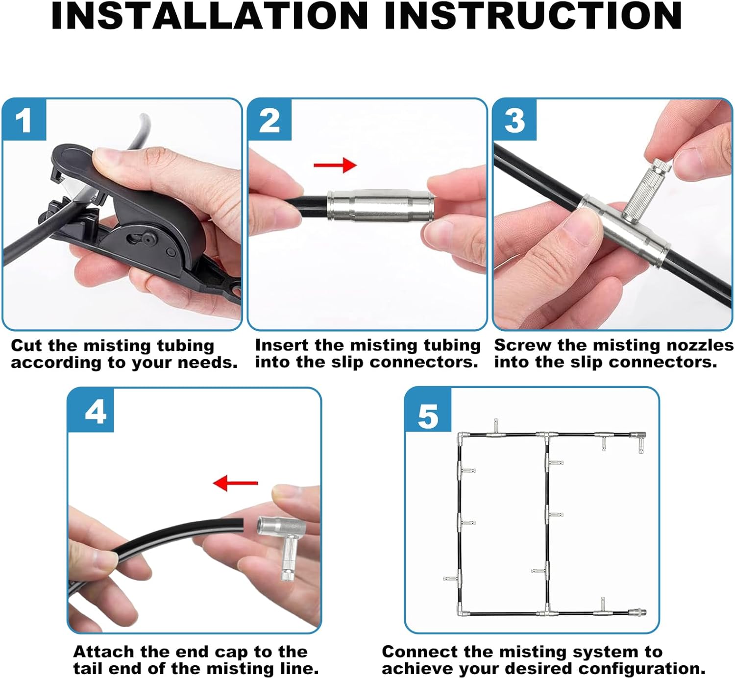High-Performance Brass Patio Misting Kit – 10 Brass Anti-Drip Micro-Nozzles & 10 3/8″ Slip Connectors for High-Pressure Outdoor Cooling Misting (UNC 10/24, 0.012″ Precision Orifice, 280-1500 psi)