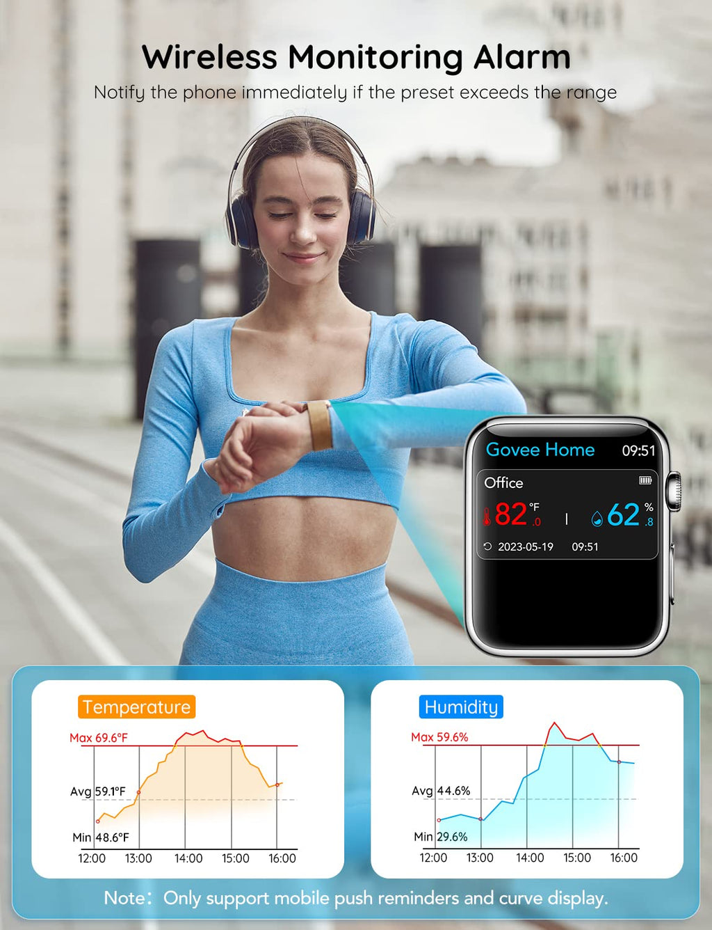 Govee WiFi Thermometer Hygrometer H5103, Indoor Bluetooth Temperature Humidity Sensor with Electronic Ink Display, App Notification Alert, Free Data Storage Export, Digital Remote Monitor for Bedroom