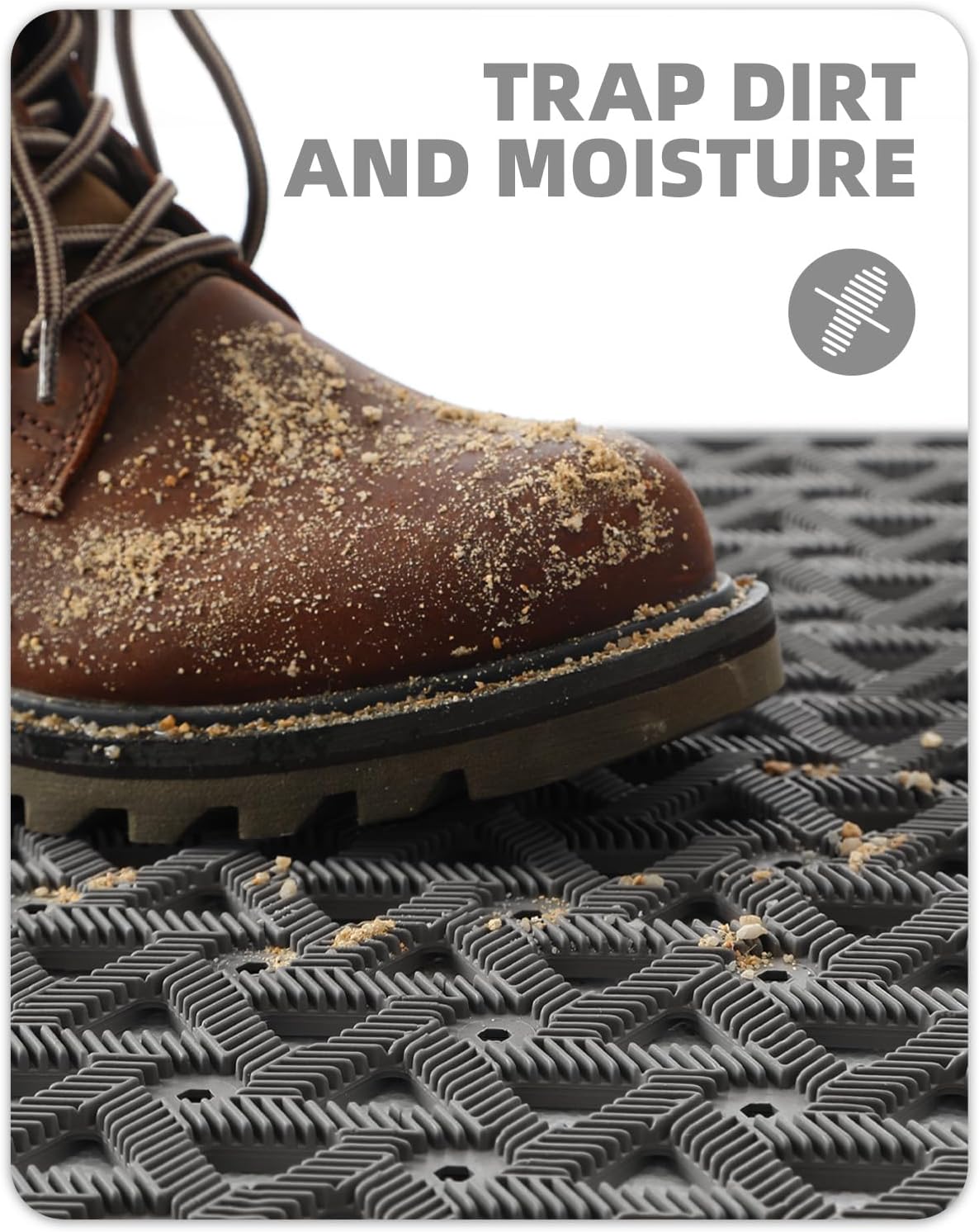 Color&Geometry Door Mat Outside Entrance with Drainage, Rubber Heavy Duty Dirt Trapper Waterproof Outdoor Welcome Mat, Outdoor Mats All Weather for Front Back Door Patio Entryway Entry,19"X30" Grey