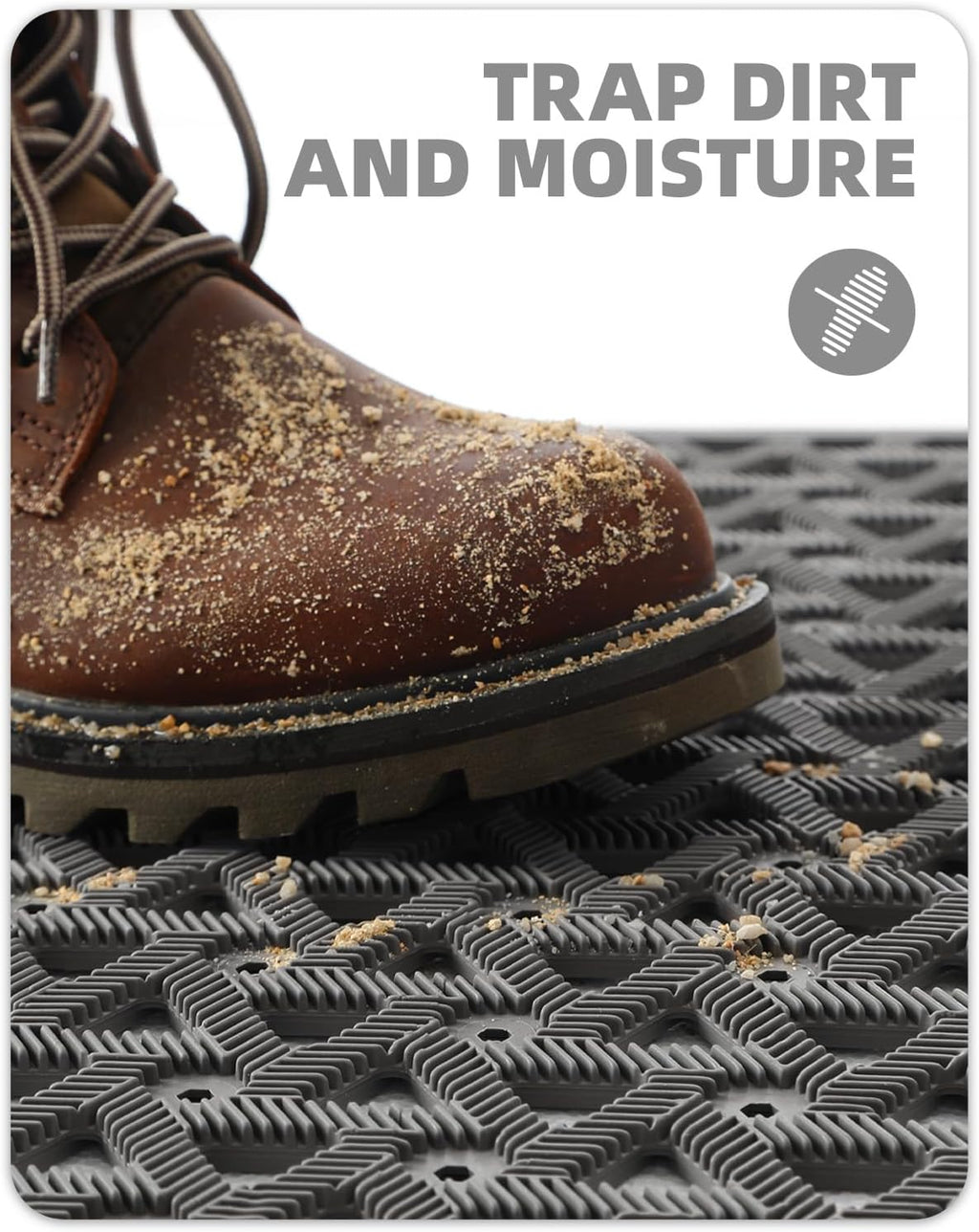 Color&Geometry Door Mat Outside Entrance with Drainage, Rubber Heavy Duty Dirt Trapper Waterproof Outdoor Welcome Mat, Outdoor Mats All Weather for Front Back Door Patio Entryway Entry, 24"X36" Grey