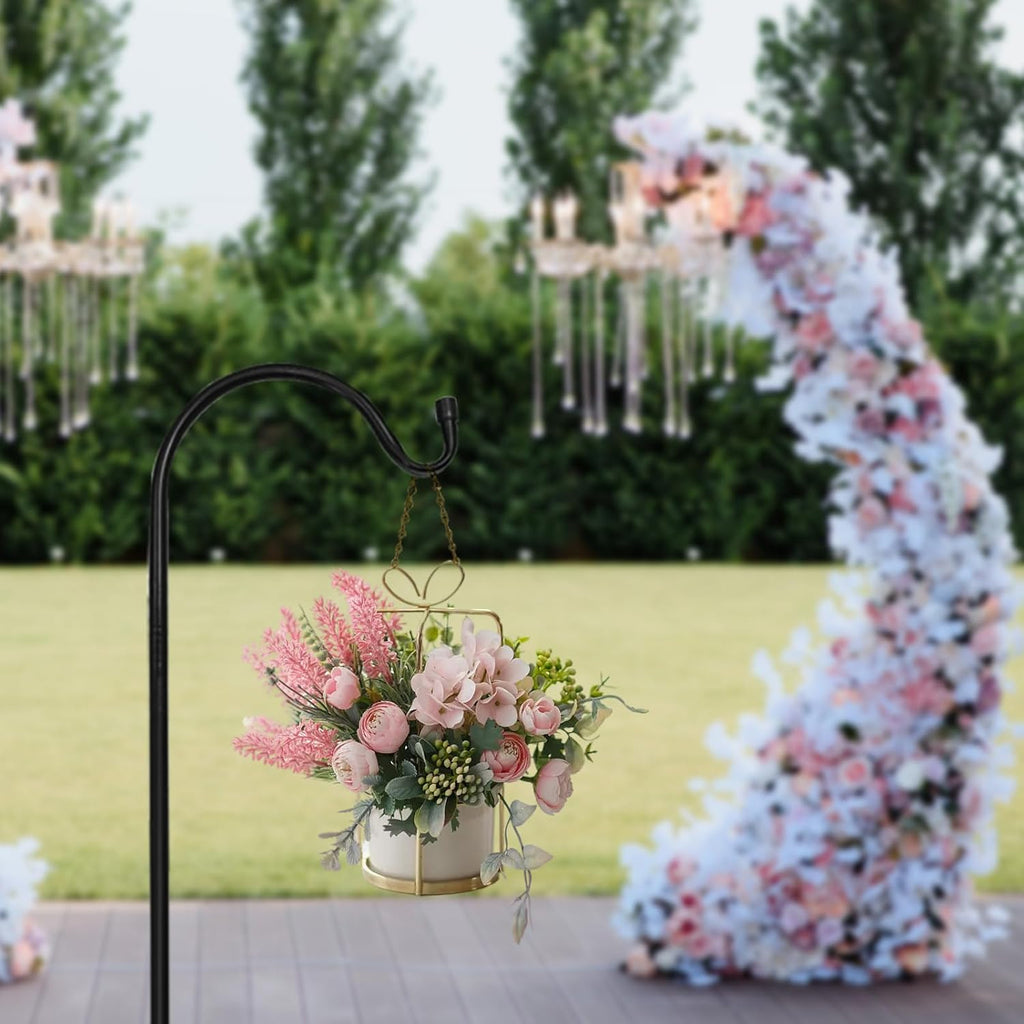 MIXXIDEA 4/8PK Heavy Duty Garden Shepherds Hooks for Outdoor, Premium Metal Shepherds Hooks, Height Adjustable Bird Feeder Hanger, Hanging Basket Hooks 37” Inch Tall Hanging Plant Hooks (4PK)