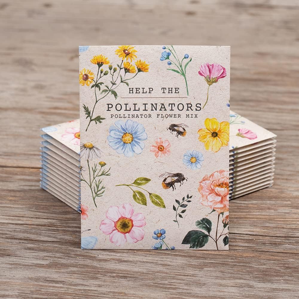Bentley Seed Co. | Help Pollinators Kraft Bee! | 25 Non-GMO, Non-Coated Pollinator Wildflower Seed Packets | Flower Seeds Fro Planting | Garden Seed to Grow Live Plants | A Beautiful Gift