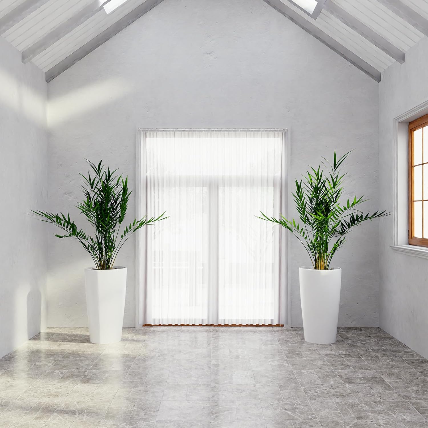 SnugNiture Set of 2 Round Tall Planters 22 Inch, Large Planter for Indoor Outdoor Plants, Modern Flower Pot Containers Large Decorative Tree Planter, White