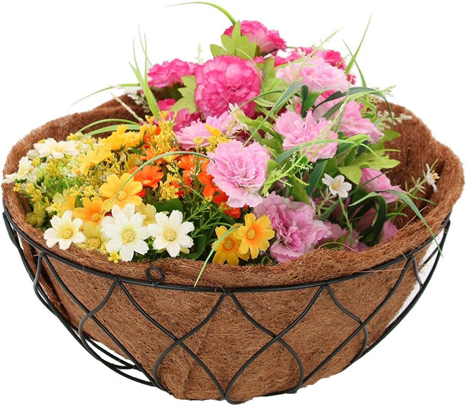 EROCK 2PCS Round Replacement Coco Liner for Hanging Basket - 24 inch Foldable Coco Pad for 16/14 / 12 inch Coconut Fiber Plant Basket Liner, Garden Planter Flower Pot (Round)