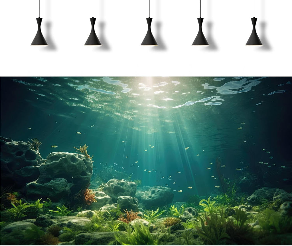 Under The Sea Aquarium Background Deep Sea Aquatic Plants Fish Tank Background Underwater Rock Sunray Terrarium Backgrounds Tropical Fish Deep Ocean Floor Fish Tank Backgrounds 24x12in