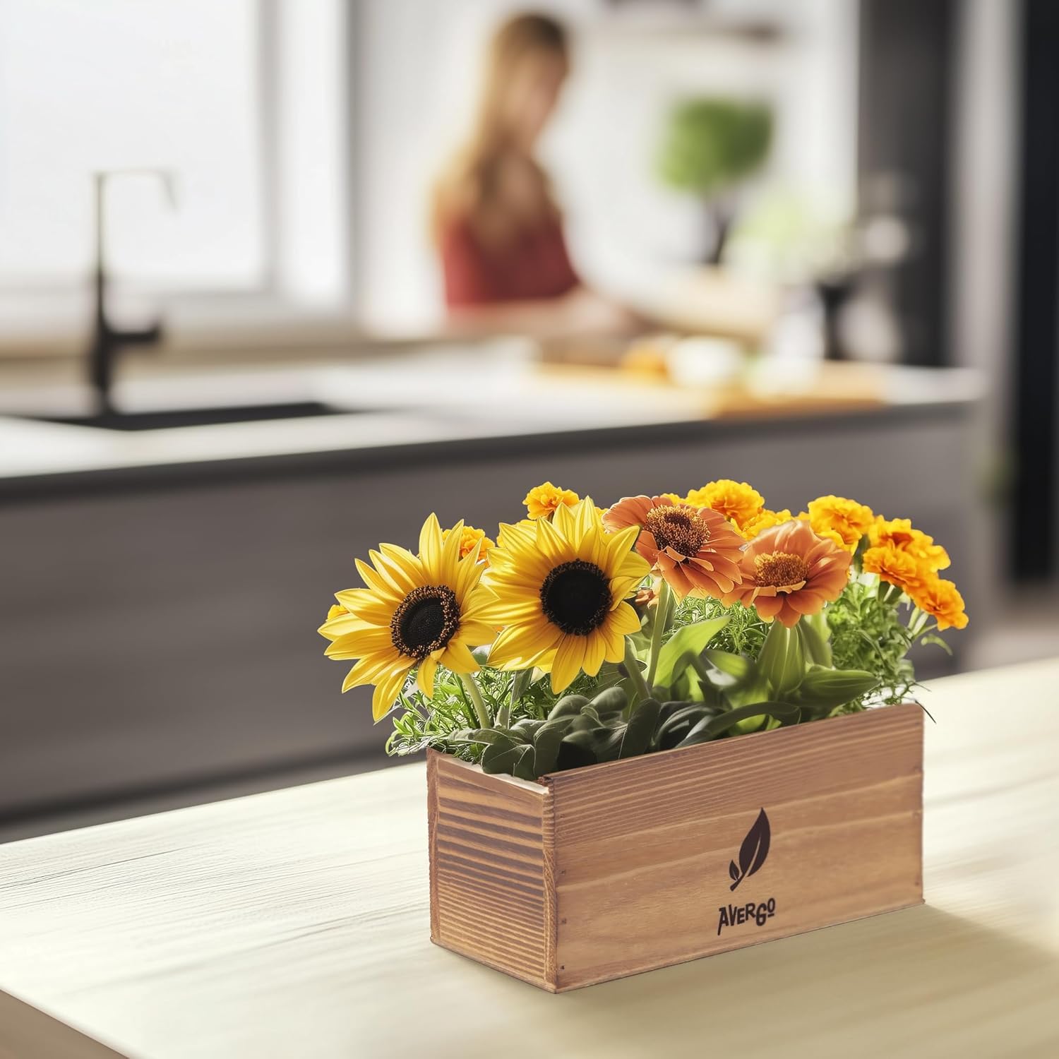 Sunflower, Marigold & Zinnia Flower Seeds Growing Kit – Complete Indoor & Outdoor Kit with Seeds for Planting, Planters, Soil, Tools, Instructions – Ideal for Gift Giving