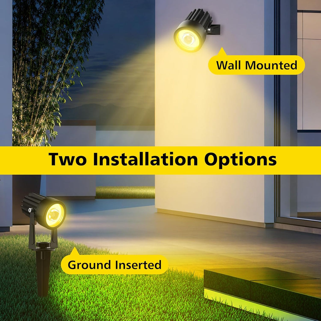 T-SUN Solar Spotlights 2W Outdoor LED Landscape Spot Light, 2-in-1 Waterproof Solar Powered Wall Lights Auto ON/Off with Dual Headlamp for Garden, Yard, Pathway(Warm White)