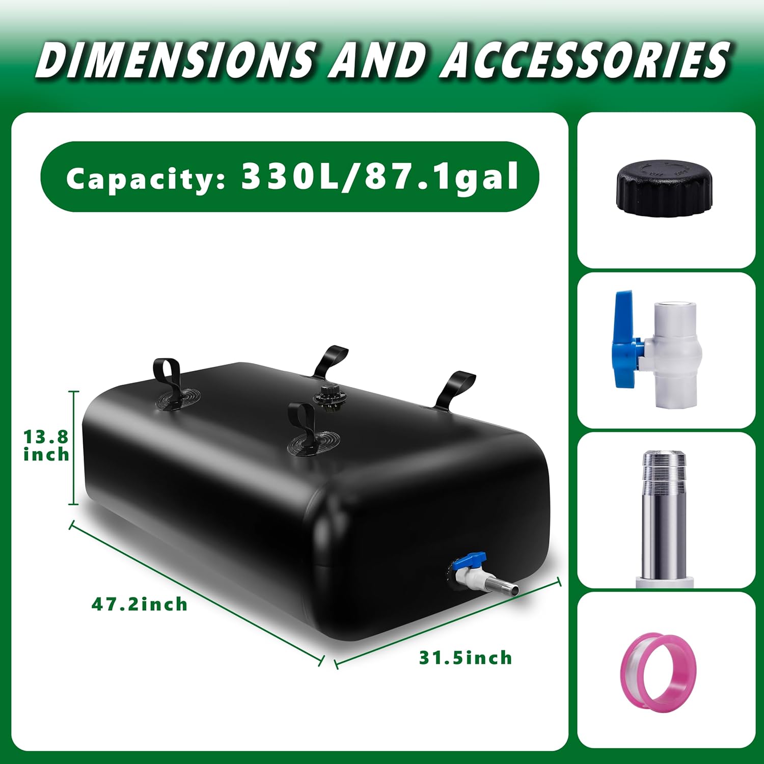 MXQMKL 330 L/87.1 gal Water Bladder Storage Containers, Foldable Portable Water Tank Large Capacity Soft Water Bag, Drought Resistance, Fire Prevention, Emergency Water