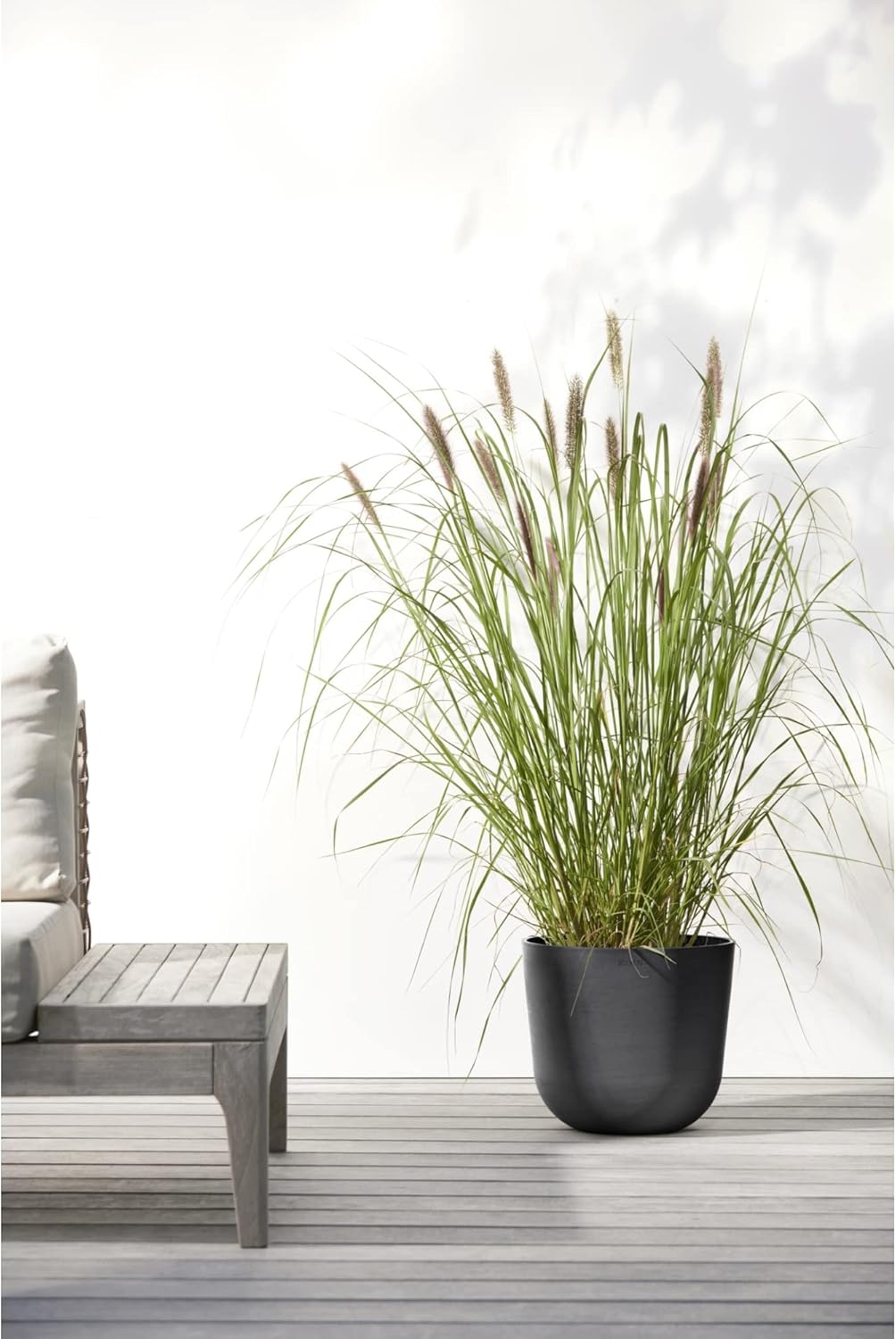 Ecopots Oslo Durable Modern Round Indoor/Outdoor Recycled-Based Composite Flower Pot Planter, Grey, 10"