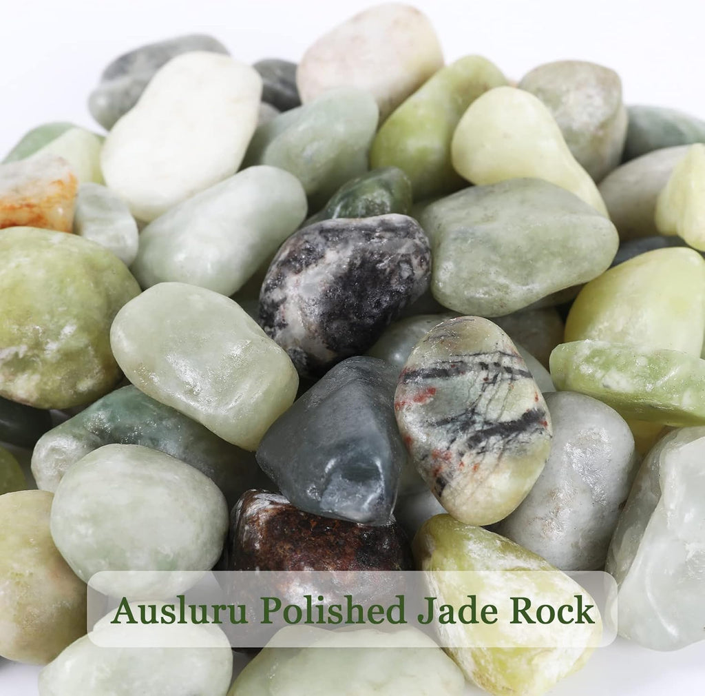 11lbs Natural River Rocks, Polished Pebbles for Plants Garden, 1-2 inch Decorative Jade Stones, Ideal for Fish Tank, Vases, Crafting, Home Decor and Garden Landscaping Rocks,Jade