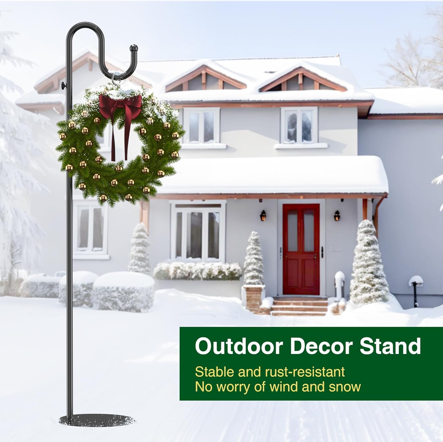 74" Shepherds Hook Stand for Plant: Hanging Bird Feeders, Plants, Lanterns, Wreath and Wind Chimes, Adjustable Free Standing Pole Holder with Heavy Duty Base for Indoor & Outdoor, Holds Up to 20 LBS