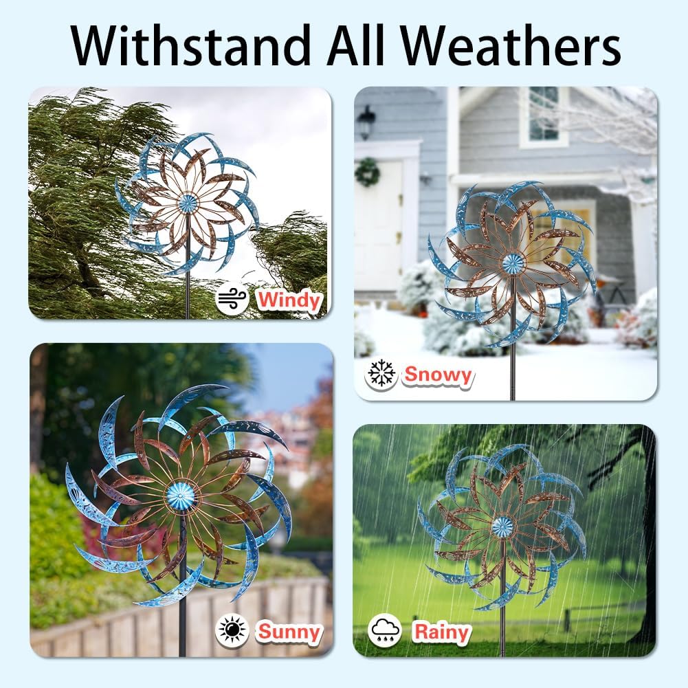 Stargarden Large Wind Spinners Outdoor, 23 Inch Kinetic Wind Spinner, Hollow-Out Metal Wind Sculptures & Spinners, Double-Side Windmill for Patio, Lawn, Garden Decor