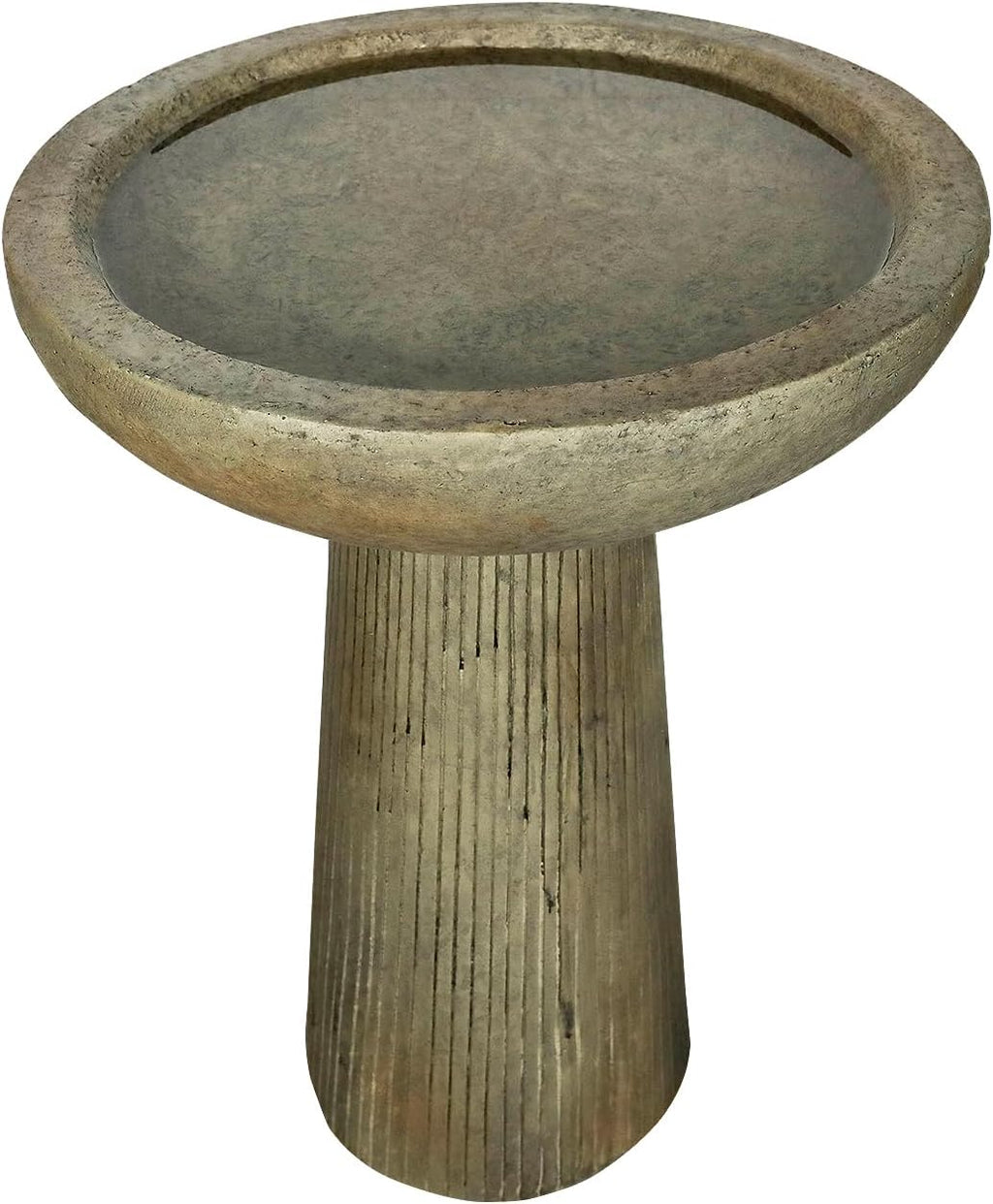 SunJet 24.4inches Tall Fiber-Reinforced Concrete Bird Bath - Modern Minimalist Style Outdoor Birdbaths & Feeder Combo for Outdoors Patio Garden Yard Lawn Decor