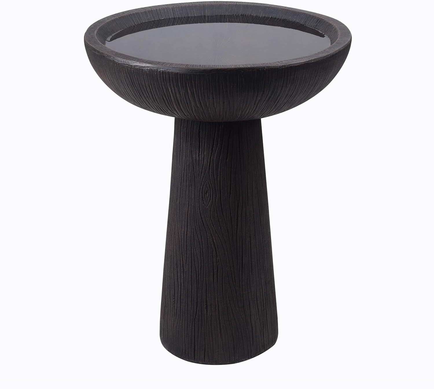 Bird Bath for Outdoor - 26'' Tall Resin Natural Wood Pattern Designt Birdbaths, Lightweight and Durable - Enhance Your Outside Garden with This Stunning Water Feature (Wood Grain)