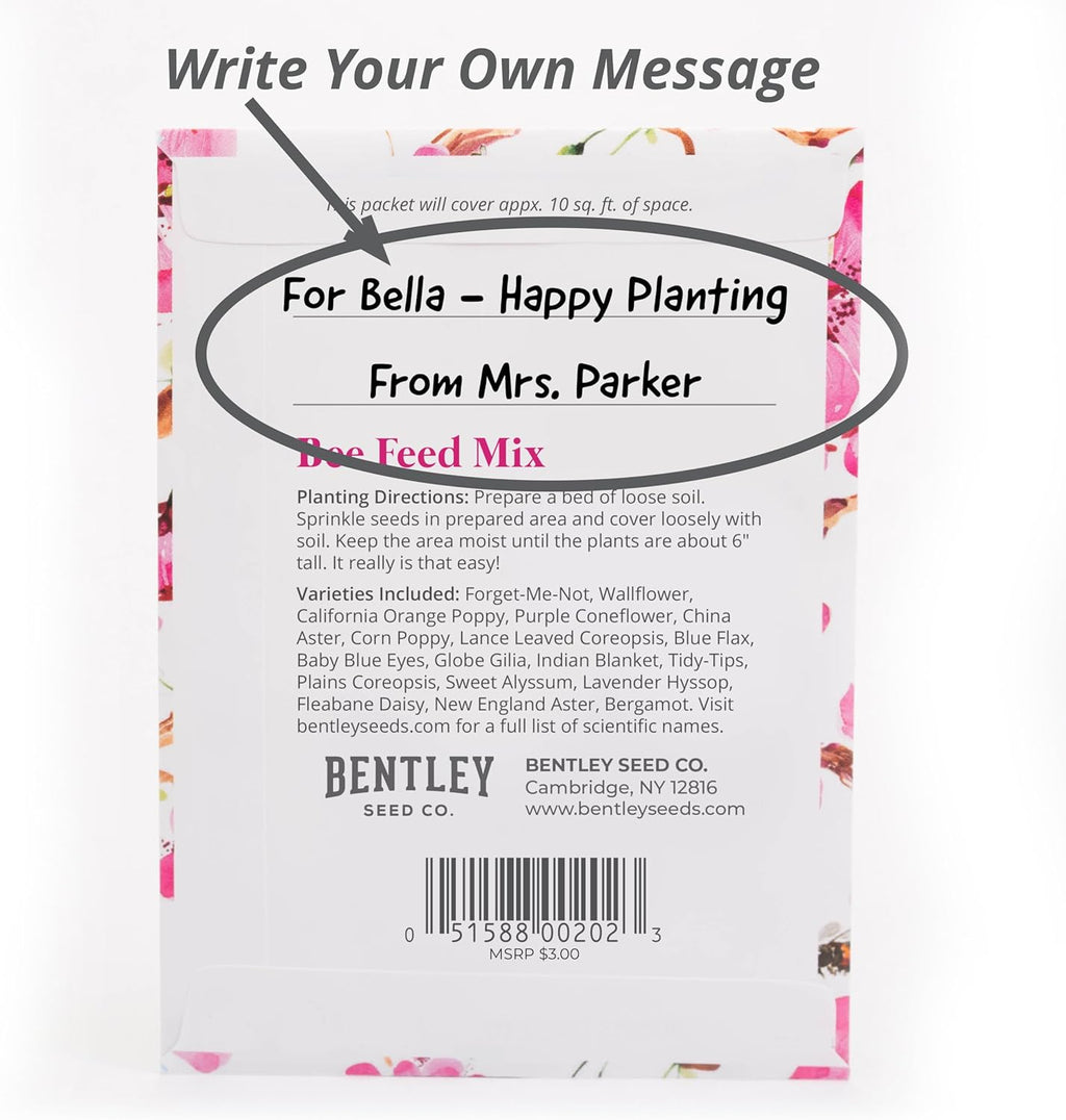 Bentley Seed Flower Mix - Pollinator Seed Mix with 5 Wildflower Seed Packets - Non-GMO Pollinator Seeds - Eco-Friendly Flower Seeds Packets for Party, Celebration, and Gifts - Pollinator Mix